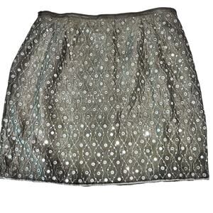 Essence by Mail 100% Silk Pencil Skirt Vtg 90's Y2K Olive Sequins Chiffon SZ 18